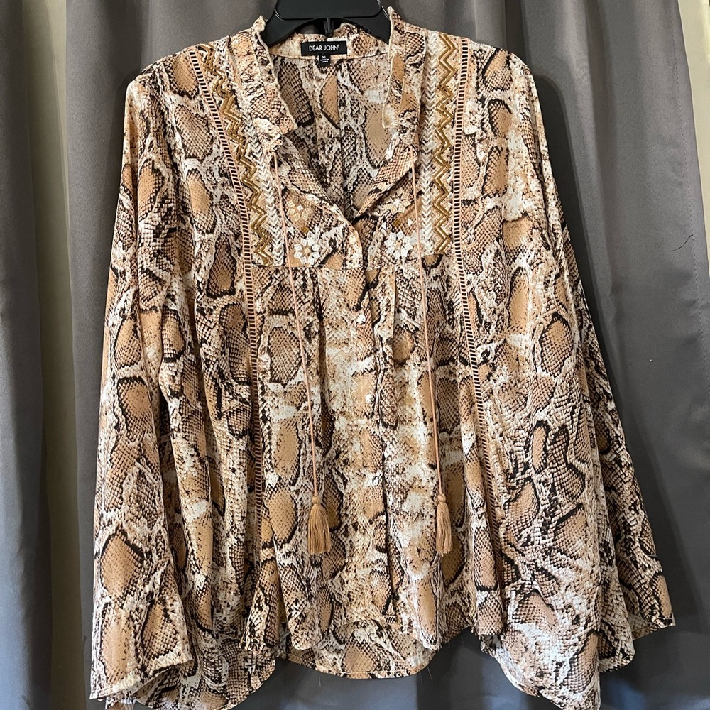 Dear John Button Down Snake Print Blouse